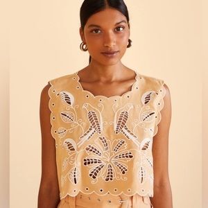 FARM RIO Sand Richelieu Sleeveless Crop Top